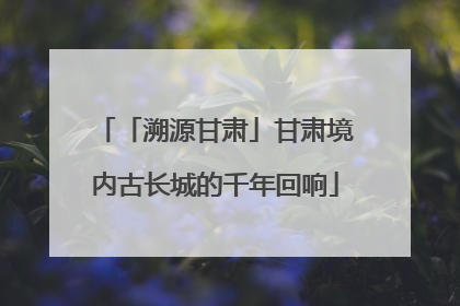 「溯源甘肃」甘肃境内古长城的千年回响