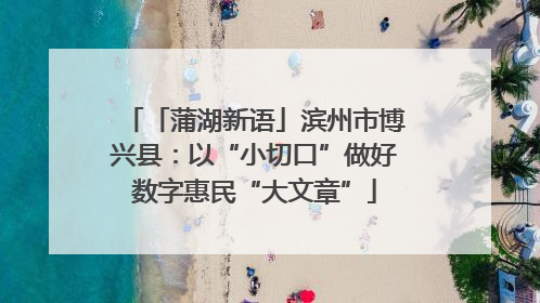 「蒲湖新语」滨州市博兴县：以“小切口”做好数字惠民“大文章”