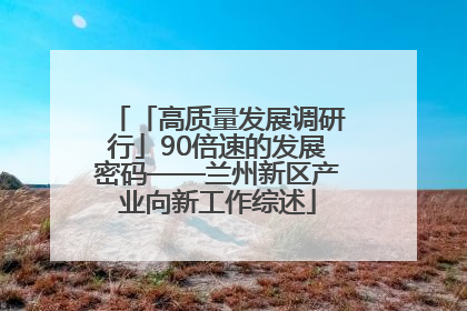 「高质量发展调研行」90倍速的发展密码——兰州新区产业向新工作综述