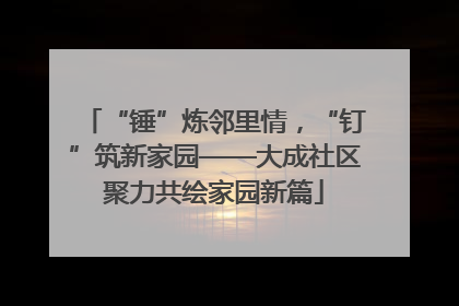 “锤”炼邻里情，“钉”筑新家园——大成社区聚力共绘家园新篇