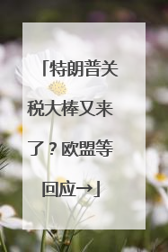 特朗普关税大棒又来了？欧盟等回应→