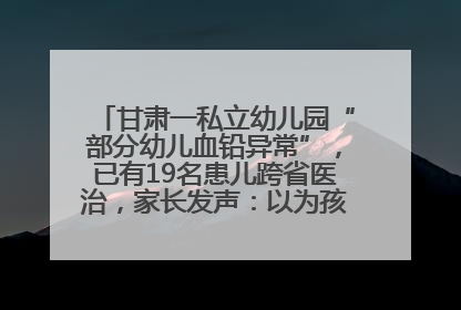 甘肃一私立幼儿园“部分幼儿血铅异常”，已有19名患儿跨省医治，家长发声：以为孩子出问题，没想过会与学校有关