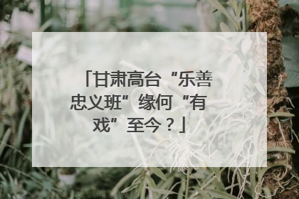 甘肃高台“乐善忠义班”缘何“有戏”至今？