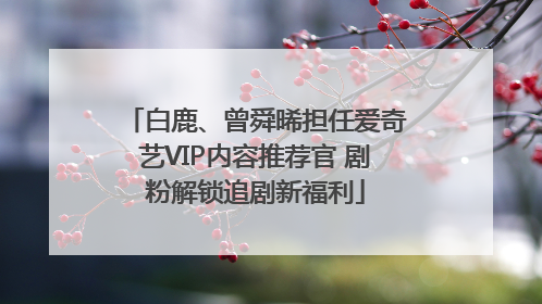 白鹿、曾舜晞担任爱奇艺VIP内容推荐官 剧粉解锁追剧新福利
