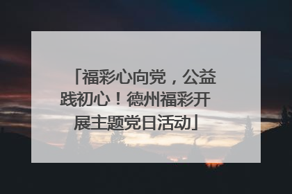 福彩心向党，公益践初心！德州福彩开展主题党日活动