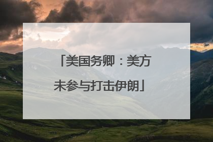 美国务卿：美方未参与打击伊朗