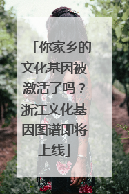 你家乡的文化基因被激活了吗？浙江文化基因图谱即将上线