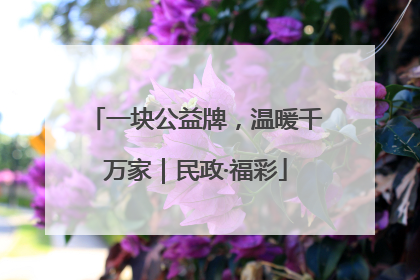 一块公益牌，温暖千万家｜民政·福彩