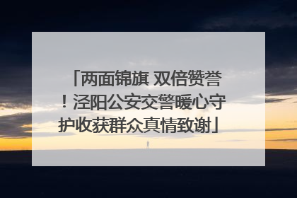 两面锦旗 双倍赞誉！泾阳公安交警暖心守护收获群众真情致谢