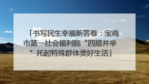 书写民生幸福新答卷：宝鸡市第一社会福利院“四措并举”托起特殊群体美好生活