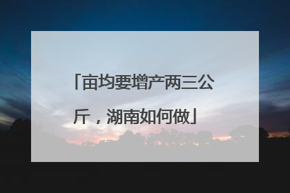 亩均要增产两三公斤，湖南如何做