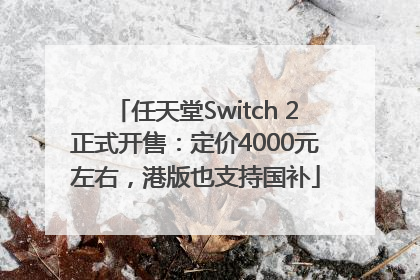 任天堂Switch 2正式开售：定价4000元左右，港版也支持国补