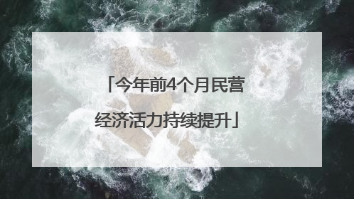 今年前4个月民营经济活力持续提升