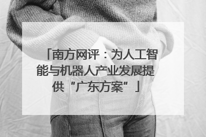 南方网评：为人工智能与机器人产业发展提供“广东方案”