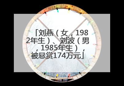 刘燕（女，1982年生）、刘波（男，1985年生），被悬赏174万元