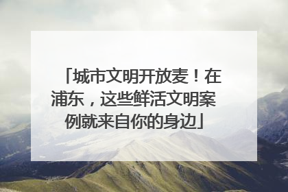 城市文明开放麦！在浦东，这些鲜活文明案例就来自你的身边