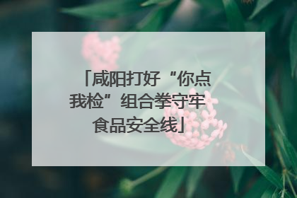咸阳打好“你点我检”组合拳守牢食品安全线