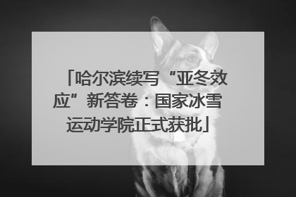 哈尔滨续写“亚冬效应”新答卷：国家冰雪运动学院正式获批