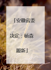 安徽省委决定：杨森履新