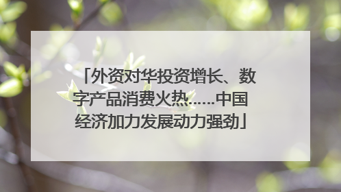 外资对华投资增长、数字产品消费火热……中国经济加力发展动力强劲
