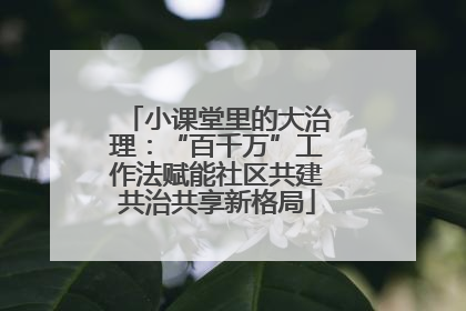 小课堂里的大治理：“百千万”工作法赋能社区共建共治共享新格局