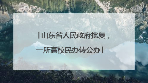山东省人民政府批复，一所高校民办转公办