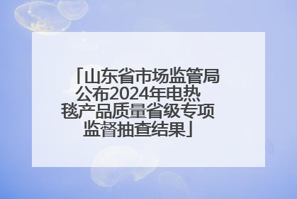 山东省市场监管局公布2024年电热毯产品质量省级专项监督抽查结果