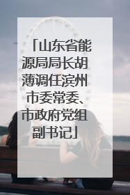 山东省能源局局长胡薄调任滨州市委常委、市政府党组副书记