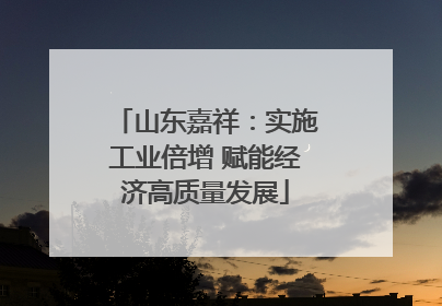 山东嘉祥：实施工业倍增 赋能经济高质量发展