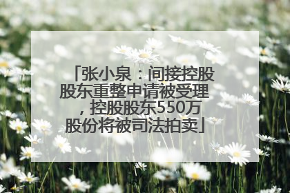 张小泉：间接控股股东重整申请被受理，控股股东550万股份将被司法拍卖
