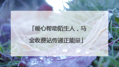 暖心帮助陌生人，马金收费站传递正能量