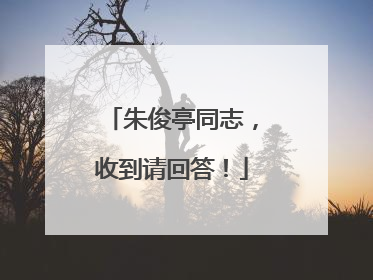 朱俊亭同志，收到请回答！