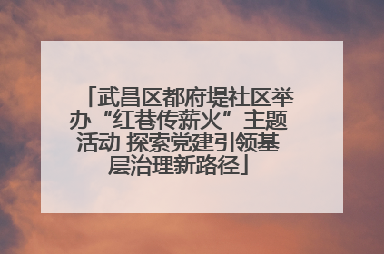 武昌区都府堤社区举办“红巷传薪火”主题活动 探索党建引领基层治理新路径