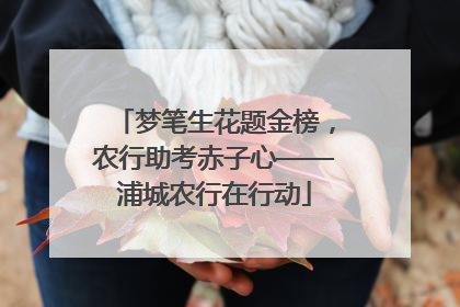 梦笔生花题金榜，农行助考赤子心——浦城农行在行动