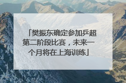 樊振东确定参加乒超第二阶段比赛，未来一个月将在上海训练
