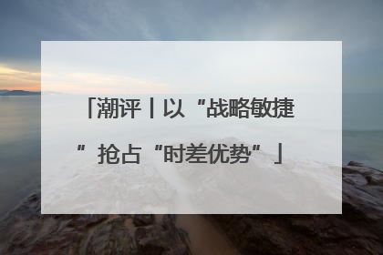 潮评丨以“战略敏捷”抢占“时差优势”