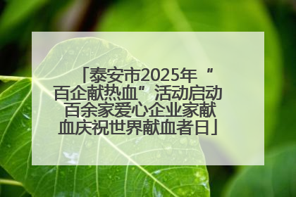 泰安市2025年“百企献热血”活动启动 百余家爱心企业家献血庆祝世界献血者日