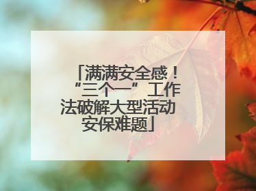 满满安全感！“三个一”工作法破解大型活动安保难题