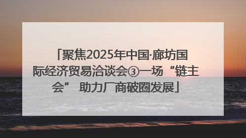 聚焦2025年中国·廊坊国际经济贸易洽谈会③一场“链主会” 助力厂商破圈发展