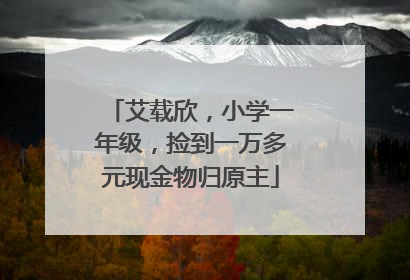 艾载欣，小学一年级，捡到一万多元现金物归原主