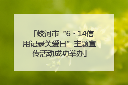 蛟河市“6・14信用记录关爱日”主题宣传活动成功举办