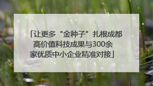 让更多“金种子”扎根成都 高价值科技成果与300余家优质中小企业精准对接