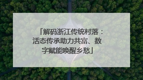 解码浙江传统村落：活态传承助力共富、数字赋能唤醒乡愁