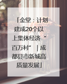 金堂：计划建成20个以上集体经济“百万村”｜成都县市新城高质量发展