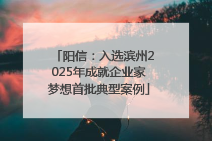 阳信：入选滨州2025年成就企业家梦想首批典型案例