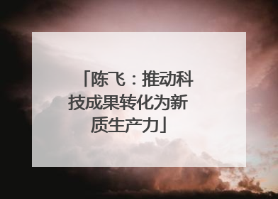 陈飞：推动科技成果转化为新质生产力