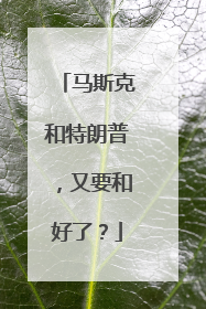 马斯克和特朗普，又要和好了？