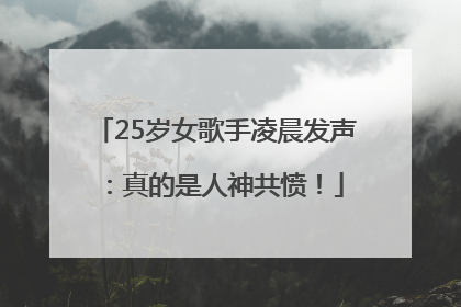 25岁女歌手凌晨发声：真的是人神共愤！